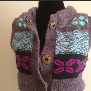 Free People Fair Isle Quilted Knit Sweater Vest Size Large Geometric Pattern